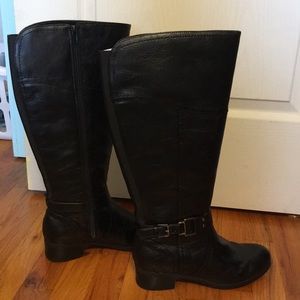 Wide calf black riding boots